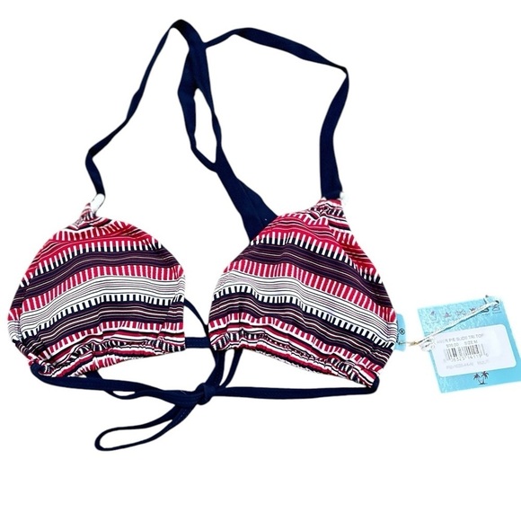NWT Letarte American pie slide tri swim top tie navy/red/white padded medium - Picture 1 of 5